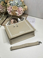 Kitlife Dior Medium Book Tote with Strap Beige Embroidery and White Woven Grosgrain Ribbon 36x27.5x16.5cm - 5