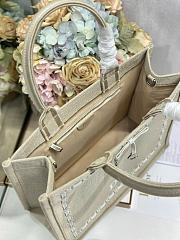 Kitlife Dior Medium Book Tote with Strap Beige Embroidery and White Woven Grosgrain Ribbon 36x27.5x16.5cm - 6