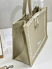Kitlife Dior Medium Book Tote with Strap Beige Embroidery and White Woven Grosgrain Ribbon 36x27.5x16.5cm - 4