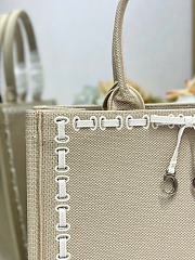 Kitlife Dior Medium Book Tote with Strap Beige Embroidery and White Woven Grosgrain Ribbon 36x27.5x16.5cm - 2