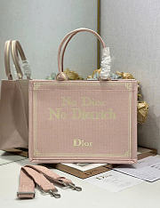 Kitlife Dior Medium Book Tote with Strap Pink No Dior No Dietrich Embroidery 36x27.5x16.5cm - 1