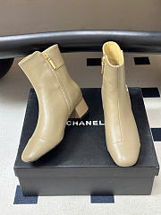 Kitlife Chanel 26B Double-C Metal Logo Ankle Boots Beige - 3