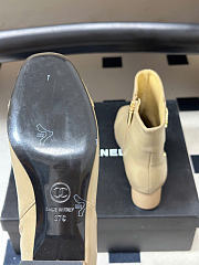 Kitlife Chanel 26B Double-C Metal Logo Ankle Boots Beige - 4