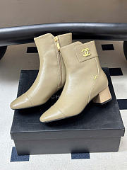 Kitlife Chanel 26B Double-C Metal Logo Ankle Boots Beige - 6