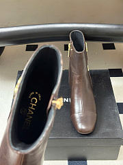 Kitlife Chanel 26B Double-C Metal Logo Ankle Boots Dark Brown - 6