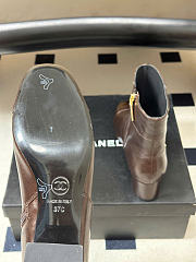 Kitlife Chanel 26B Double-C Metal Logo Ankle Boots Dark Brown - 5
