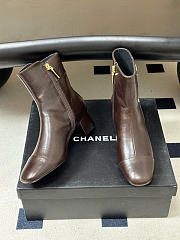 Kitlife Chanel 26B Double-C Metal Logo Ankle Boots Dark Brown - 2