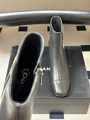 Kitlife Chanel 26B Double-C Metal Logo Ankle Boots Black - 5