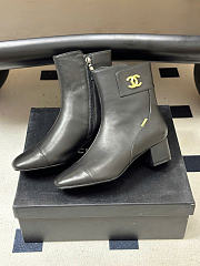 Kitlife Chanel 26B Double-C Metal Logo Ankle Boots Black - 4