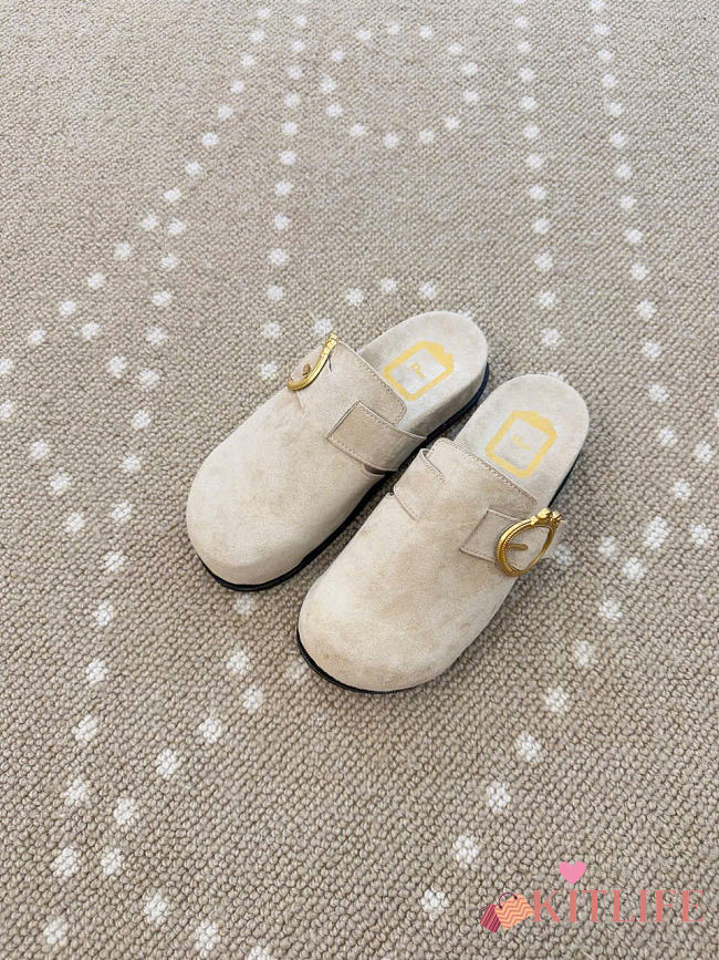 Kitlife Dior Médaillon Buckle Mule White Suede  - 1