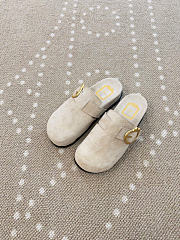 Kitlife Dior Médaillon Buckle Mule White Suede  - 1