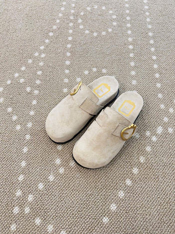 Kitlife Dior Médaillon Buckle Mule White Suede 