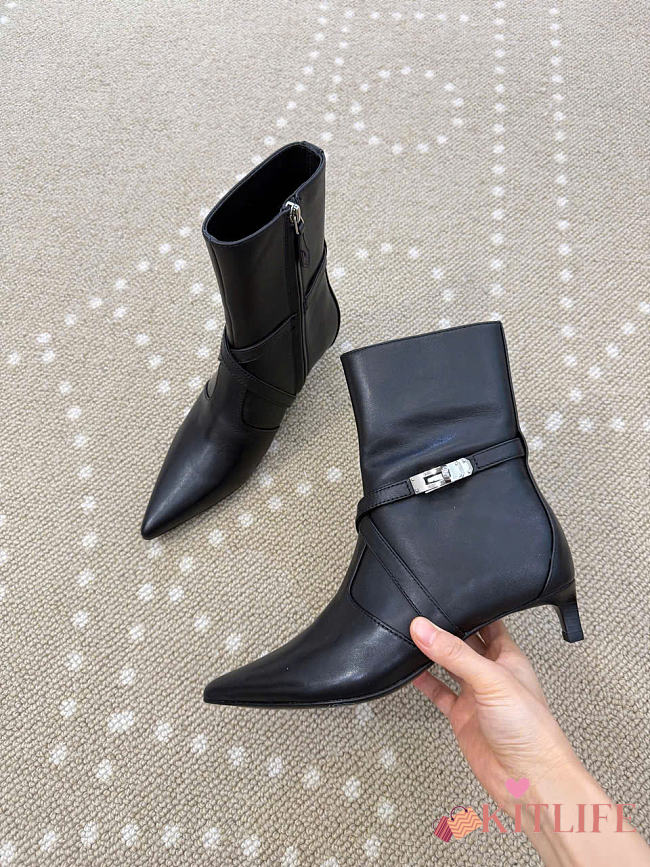 Kitlife Hermes Nice Ankle Boot In Black Nappa Leather - 1
