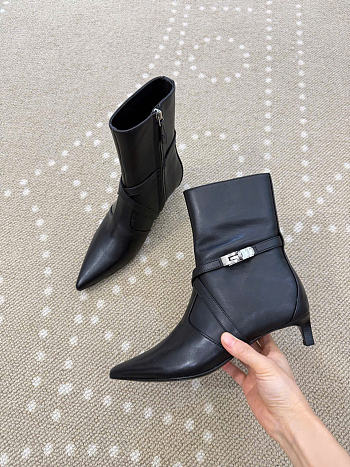 Kitlife Hermes Nice Ankle Boot In Black Nappa Leather