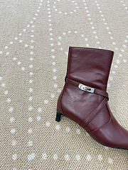 Kitlife Hermes Nice Ankle Boot In Burgundy Nappa Leather  - 4