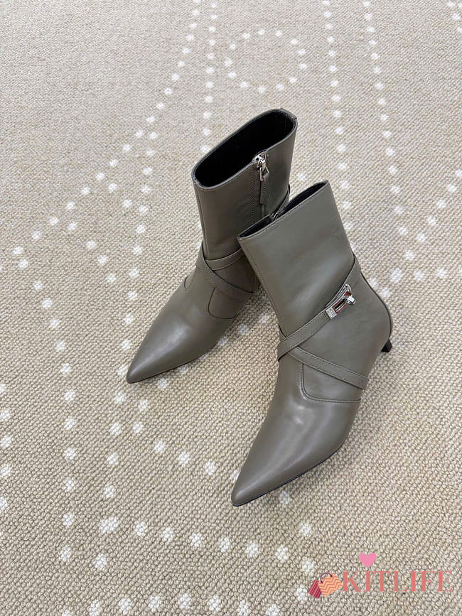 Kitlife Hermes Nice Ankle Boot In Gray Nappa Leather  - 1