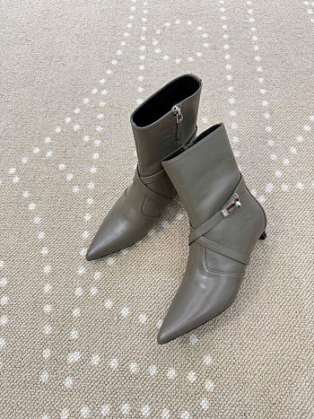 Kitlife Hermes Nice Ankle Boot In Gray Nappa Leather 