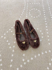 Kitlife Prada Shearling Ballerinas Shoes Dark Brown - 1