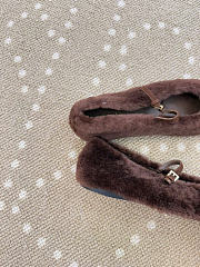 Kitlife Prada Shearling Ballerinas Shoes Dark Brown - 4