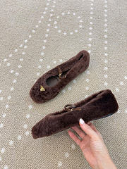 Kitlife Prada Shearling Ballerinas Shoes Dark Brown - 2