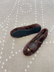 Kitlife Prada Shearling Ballerinas Shoes Dark Brown - 3