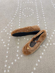 Kitlife Prada Shearling Ballerinas Shoes Brown  - 3