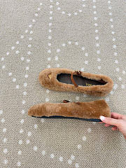 Kitlife Prada Shearling Ballerinas Shoes Brown  - 2