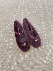 Kitlife Prada Shearling Ballerinas Shoes Dark Burgundy - 1