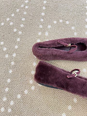 Kitlife Prada Shearling Ballerinas Shoes Dark Burgundy - 5
