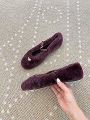 Kitlife Prada Shearling Ballerinas Shoes Dark Burgundy - 4