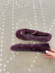 Kitlife Prada Shearling Ballerinas Shoes Dark Burgundy - 3
