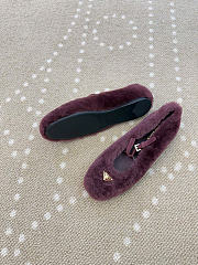 Kitlife Prada Shearling Ballerinas Shoes Dark Burgundy - 2