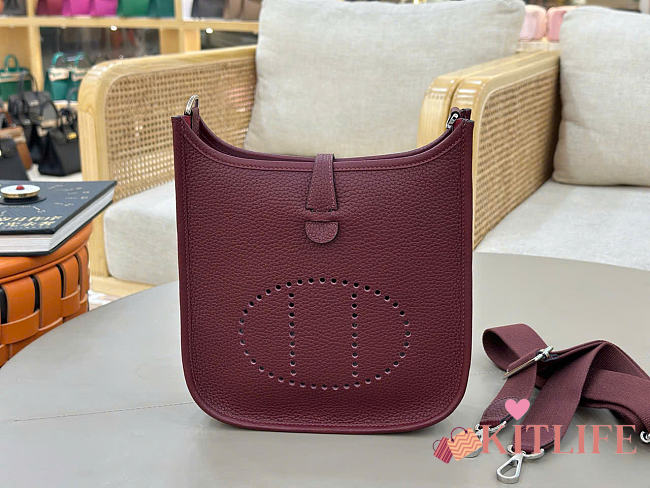 Kitlife Hermes Evelyne 23 Poche Bag Burgundy 23x24x6cm - 1