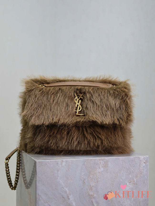 Kitlife Saint Laurent Niki Bag Brown Shearling 633158 28x20.5x8.5cm  - 1