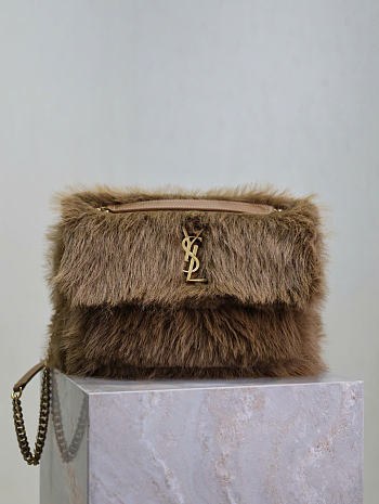 Kitlife Saint Laurent Niki Bag Brown Shearling 633158 28x20.5x8.5cm 