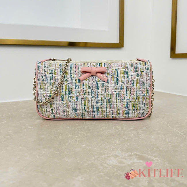 Kitlife Dior Promenade Pouch with Chain Multicolor Dior Oblique Pastel Jacquard S2504 22x11.5x4.5cm  - 1