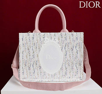 Kitlife Dior Medium Book Tote with Strap Multicolor Dior Oblique Pastel Embroidery 36x27.5x16.5cm