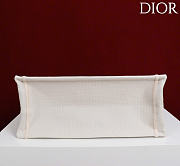 Kitlife Dior Medium Book Tote with Strap White Painted Ribbon Embroidery 36x27.5x16.5cm - 5
