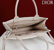 Kitlife Dior Medium Book Tote with Strap White Painted Ribbon Embroidery 36x27.5x16.5cm - 2