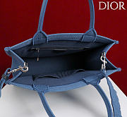 Kitlife Dior Medium Book Tote with Strap Blue Painted Ribbon Embroidery 36x27.5x16.5cm  - 4