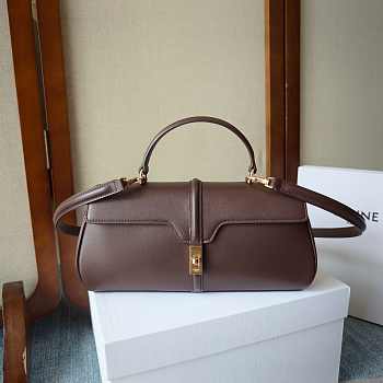 Kitlife Celine Le 16 Side-to-side Bag in Dark Brown Calfskin 28x13x9cm 