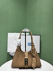 Kitlife Prada Small Leather Tote Bag Beige Suede 26x18x12cm  - 1