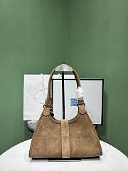 Kitlife Prada Small Leather Tote Bag Beige Suede 26x18x12cm  - 5