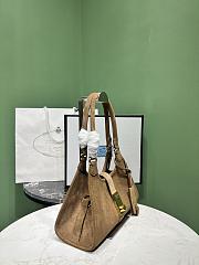 Kitlife Prada Small Leather Tote Bag Beige Suede 26x18x12cm  - 4