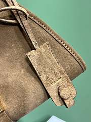 Kitlife Prada Small Leather Tote Bag Beige Suede 26x18x12cm  - 3